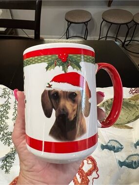 E&S pets dachshund Santa holiday mug weenie dog Doxie